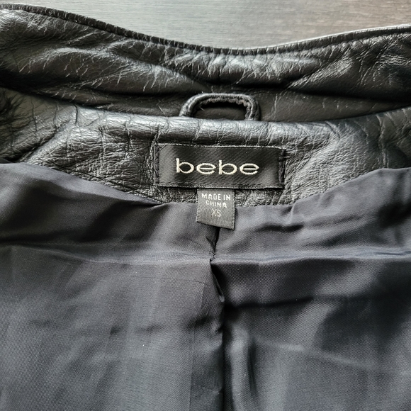 Bebe Black Zipper Genuine Leather Jacket - Picture 15 of 16
